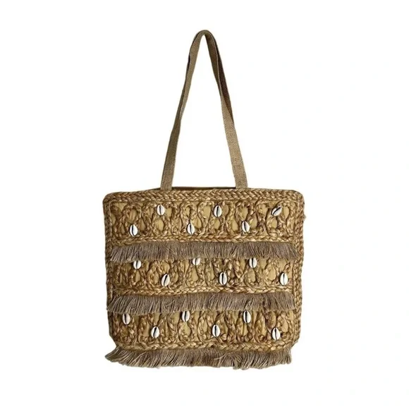 Salt + Umber Jute Shell Beach Bag NWT - Picture 2 of 8